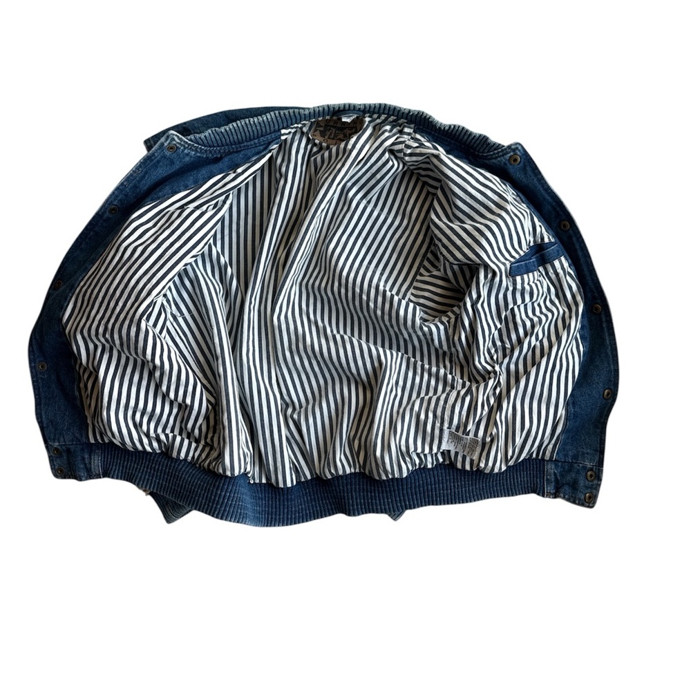 Vintage Men’s Turning Point Denim Colour block Bomber Jacket Size M Oversized - Picture 6 of 7